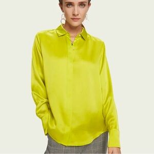 Scotch & Soda Electric Yellow Lime Silk Blouse